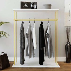 EMOB - Kledingrek Woody Fashion | 100 x 40 x 170 cm | Goudkleurig design - Emob - Slaapkamerkasten - Goud - Metaal - Slaapkamerkasten - Op voorraad