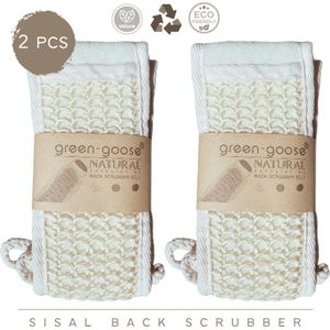 green-goose® Natuurlijke Rugscrubber Ramie - 2 Stuks - Milieuvriendelijke Rugspons - Rugschrobber