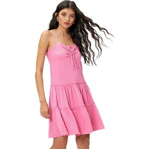 Koton Mini robe Shirred à bretelles pour femme, Rose (280), 40