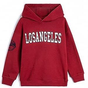 Koton Boys Sweatshirt met capuchon aan de achterkant en voorkant, Los Angeles bedrukt, geborsteld interieur, Bordeux (459), 5-6 jaar