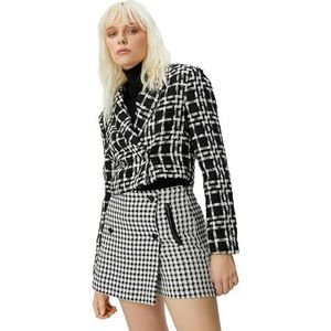 Koton Dames Button Detail Wrap Over Tweed Mini Skort Rok, Black Check (02t), 48