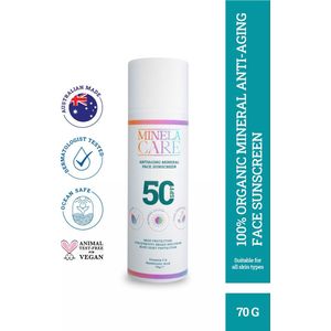 Minela Care Biologische Minerale Zonnebrand Crème - Gezicht - Antiaging - Hydraterende met Hyaluronzuur - SPF50+ - 60 ml