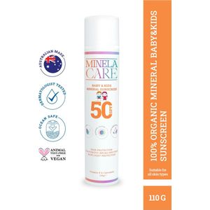Minela Care Minerale Biologische Zonnebrand Crème - Baby's & Kinderen - Hypoallergeen - 0% parfum - SPF50+ - 100 ml