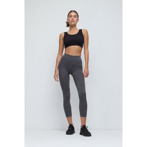 Houtskool Hoge Taille Geribbelde Stretch Sportlegging