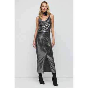 Nomatter-What - Slim Fit Voorkant Split Rok - Glanzend