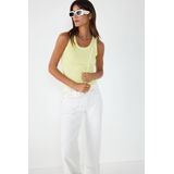 Haltertop - Effen - Gevoerd - Aansluitende Pasvorm - Mouwloos