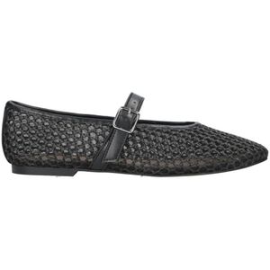Inuovo - Ballerina's - Zwart - Leer en Textiel - Platte Zool