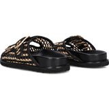 Inuovo - 396045 - Slippers - Zwart - Leer - Raffia met Gesp