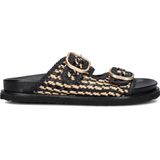 Inuovo - 396045 - Slippers - Zwart - Leer - Raffia met Gesp