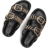 Inuovo - 396045 - Slippers - Zwart - Leer - Raffia met Gesp