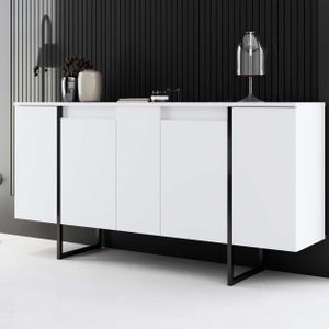 Dressoir Luxe - Wit/Zwart - 160cm - 100% Gemelamineerde Spaanplaat