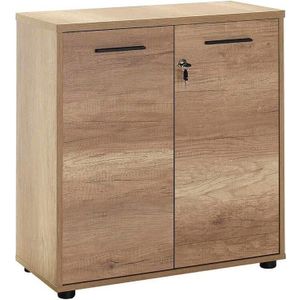 Stijlvol eiken boekenplank, 76 x 75 x 34 cm, 100% melamine gecoat deeltjesbord, 16 mm dik, perfect voor thuis, kantoor en woonkamer, opslag