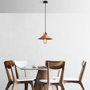 Hanglamp - Koper - Metaal en Hout - Diameter 24 cm