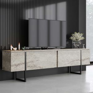 Arabic House - Tv-meubel - Travertinlook/Zwart - 180x30x50cm - 100% Melamine
