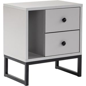 Nachtstand, grijs, zwart, 50 x 18 x 5 cm. Gemaakt van 100% melamine spaanplaat, dikte 18 mm. Perfect voor moderne ruimtes thuis, kantoor en studie, elegant design en