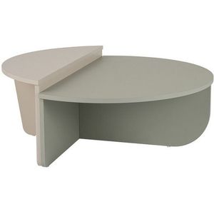 CaliCosy - Orion - Set van 2 Salontafels - Asgroen - Zandsteen - Spaanplaat en MDF