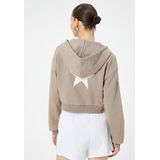 Koton - Sweatvest - Bruin/Wit - Met Capuchon - Normale Pasvorm