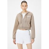 Koton - Sweatvest - Bruin/Wit - Met Capuchon - Normale Pasvorm