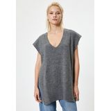 Sweater - V-kraag - Extra Groot - Heuplengte - Mouwloos