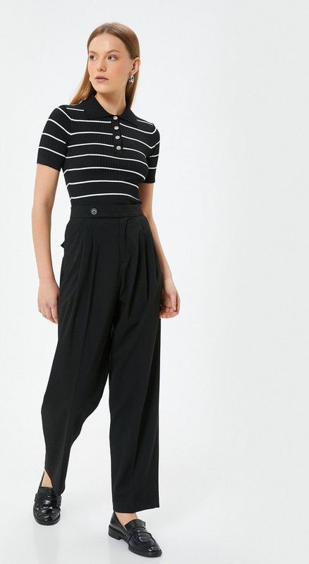 Koton - Trui - Zwart / Wit - Gestreept - Halve Mouw