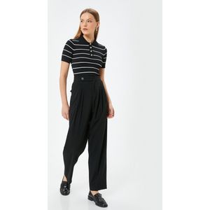 Koton - Trui - Zwart/Wit - Polokraag - Gestreept - Halve Mouw