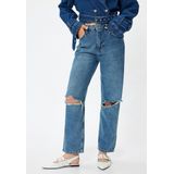 Koton - Jeans - Blauw - Denim - Ripped - Lang/maxi - Regular Fit