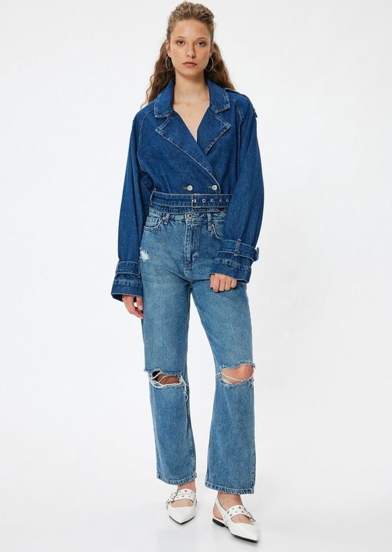 Koton - Jeans - Blauw - Denim - Ripped - Lang/maxi - Regular Fit