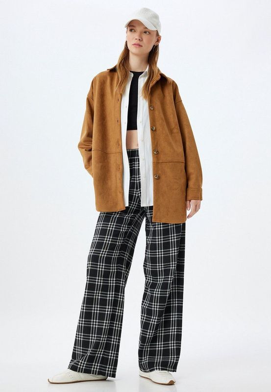 Capri Broeken - Geruit - Elastische Band - Mid Waist - Wide Leg