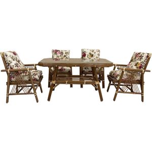 NOVA DINING SET Eetset, tafel + 4 stoelen, binnen/buiten, 80x140cm - Soft Flower