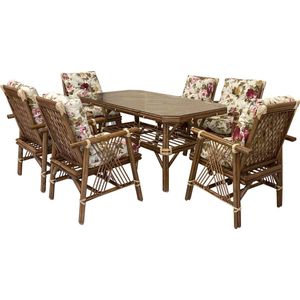 MIA DINING SET Eetset, tafel + 6 stoelen, binnen/buiten, 86x160cm-Soft Flower
