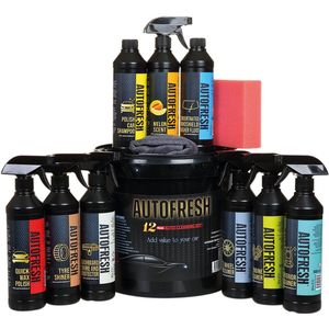 AutoFresh - Luxe Autoreinigingsset - 12-delig - Inclusief Polijstende Autosjampoo - Dashboard Glansspray