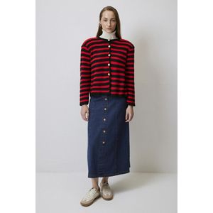 CARDIGAN COURT RAYÉ AVEC BOUTONS DORÉS