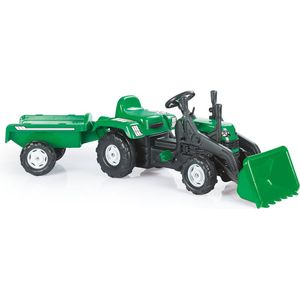 Dolu Pedaal Trekker Graafmachine + Aanhanger Groen