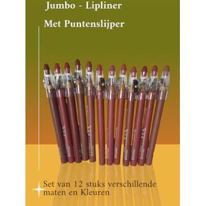 Avemor - Jumbo Lipliner Set - 12 Kleuren - Inclusief Puntenslijper