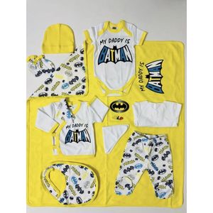 My daddy is Batman - Batman 10-delige baby newborn kledingset met Batman tas en handgemaakte speenkoord - Baby - Newborn set - Babykleding - Babyshower cadeau - Kraamcadeau