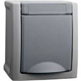 VIKO 90591008-DE Pacific Wandcontactdoos met randaarde spatwaterdicht Grijs