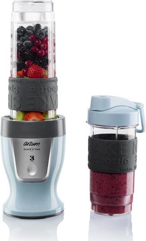AR1032 Shake'N Take Personal Blender, BPA-frei, Tropfschutz-Trinkklappe, 570 ml und 400ml Hellblau - Arzum