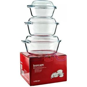Borcam Ronde Ovenschalen- Met deksel - Set van 3