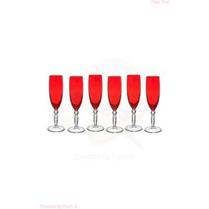 Pasabahce Joy – Rode Glazen/Champagneglazen – Set van 6 – 175 ml
