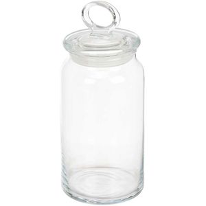 Snoeppot/voorraadpot met luchtdichte sierlijke deksel - voedsel - glas - 1130 ml - D10 x H23 cm