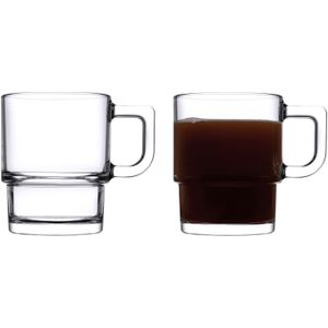 Pasabahce Koffie/thee glazen Cameron - set 2x stuks - transparant glas - 320 ml