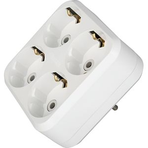 Vierkante Stopcontact Splitter - Verdeelstekker - Verloopstekker 4-voudig - Wit - Met Randaarde
