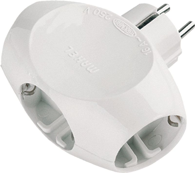 Horizontale Stopcontact Splitter - Verdeelstekker - Verloopstekker 3-voudig wit - Met randaarde - Stekkers - Stekkerdoos