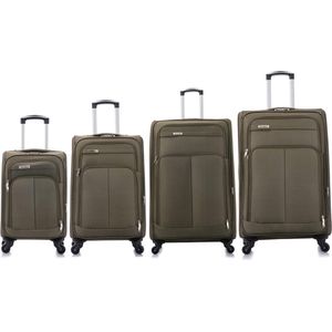 Kofferset Travelerz - 4 delig softcase - 4 wielen reisbagage - Olijf groen