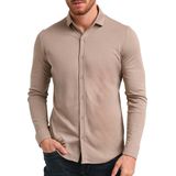 Gabbiano - Overhemd - Taupe - Katoenmix - Regular Fit