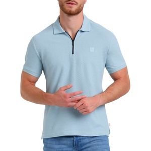GABBIANO Polo - Lichtblauw - 100% Katoen - Korte Mouwen - Jacquard Textuur