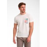 GABBIANO T-shirt - Ecru - 100% Katoen - Ingebreid Patroon