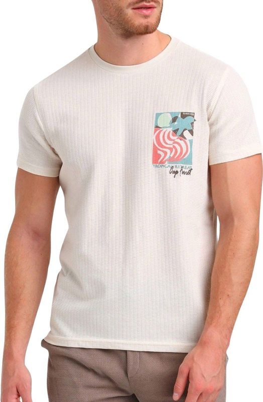 GABBIANO T-shirt - Ecru - 100% Katoen - Ingebreid Patroon