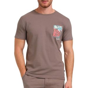 GABBIANO - T-shirt - Bruin - Ingebreid Patroon