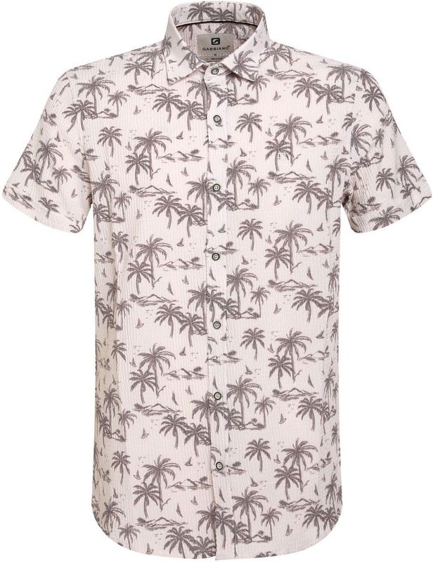 Gabbiano - Heren Overhemd - 335933 - Sand - Seersucker Korte Mouwen